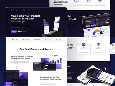 Finstep - Finance Landing Page analytics app chart design download finance fintech graph income landing page modern money product design ui ux wallet web design