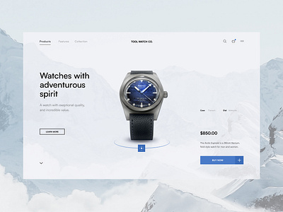 Landing page - Tool Watch Co. design figma kickstarter landing page mountain online store ui watch web web design website