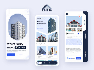 Prime Property - Real estate Application app application booking buy design figma home light light theme location logo map price property purchase realestate theme ui ux vector