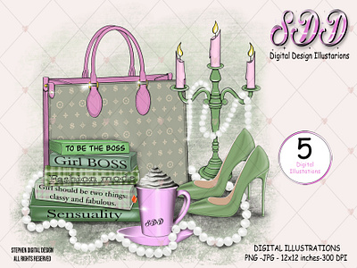 Fashion bag and high heels shoes bag candel clipart clipart png fashion bag high heels illustration png shoes