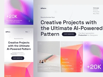 Creative Ai Website UI ai ai generator ai generator website ai pattern visualization ai platform ai powered ai tool design artificial intelligence arts creative patterns website gradient graphic design tool landing page minimal saas ui ux visual arts web design web platform