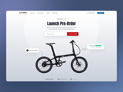 Carbo - Folding Electric Bike Hero Header bike charging concept driving electric electric bike electric bike electric bike app electric scooter electric vehicle ev app remote scooter single landing page supercharger vehicle website website design