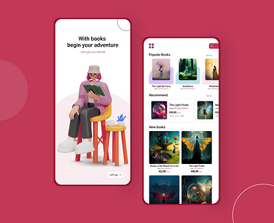 Book Store Mobile App app branding design graphic design illustration typography ui ux vector