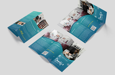 Beauty Salon Trifold Brochure with QR code branding graphic design ui