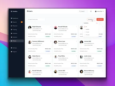 TMS (Driver section) cargo dashboard design drivers filters saas tms transport ui ui design ux design