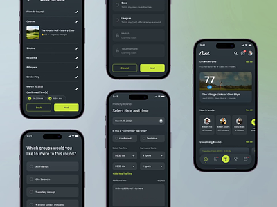 Avid - Mobile App Interaction Design android animation feed gameplay golf golf course golf match golf score home interaction ios match motion player profile score app scorecard social media uux virtual game