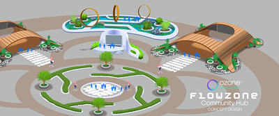 FlowZone District Community Hub concept designs art concept design graphic design illustration metaverse