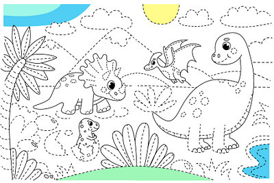 Dinosaur Coloring page adobe illustrator coloring cute character cute illustration dino dinosaur illustration illustrator vector vector illustration