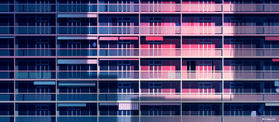 Bâtiment A architecture balcony facade illustration mood photoshop pink place rythm storytime study travel vector window
