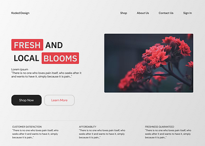 Flower store landing page branding design graphic design produ ui ux