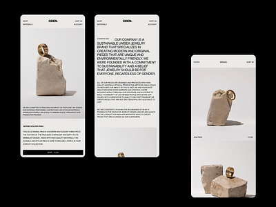 Oden. Jewellery Issue 120 beige branding design e commerce ecommerce layout mobile modern online shop online store product page product photography responsive sans serif ui ux uxui web webdesign