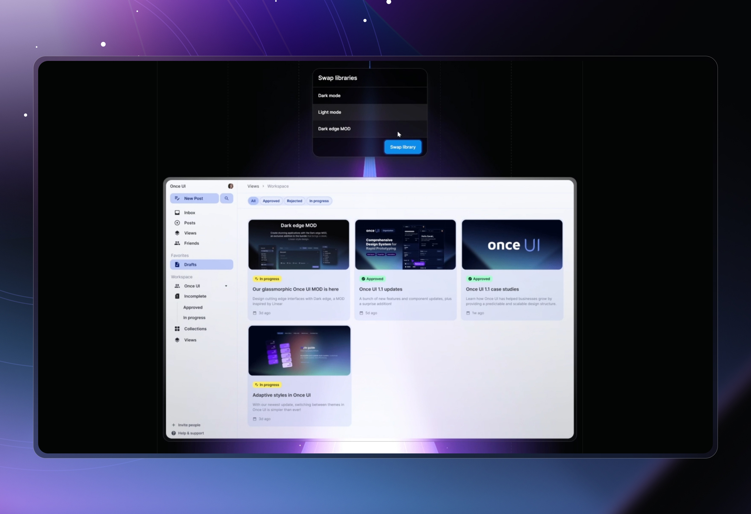 Theme Management With Once UI animation branding design design system figma figma design graphic design illustration interaction once ui prototyping ui ui kit vector video