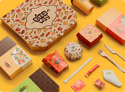 Tikka Way: Visual Identity & Food Packaging brand identity branding design fast food food illustration food packaging food pattern graphic design illustration logo logo design packaging design restaurant branding visual identity