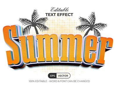 3D Text Effect Summer Style design dot editable effect font halftone lettering modern orange style summer text tropical type typography