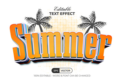 3D Text Effect Summer Style design dot editable effect font halftone lettering modern orange style summer text tropical type typography