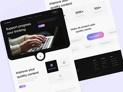 Mindscript- AI Content Writer Landing Page ai content writer design landing page design ui ui design web design web development website design website ui