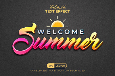 3D Text Effect Summer Style 3d alphabet colorful design editable effect font letter lettering modern orange style summer text type typography vector word