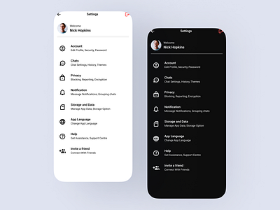 Social Media App Settings Daily UI 7