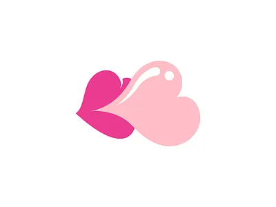 Heart Shaped Bubble Gum 2d branding bubble gum clean design heart heart shaped bubble gum illustration lips logo modern pink simple vector