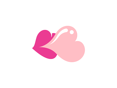 Heart Shaped Bubble Gum 2d branding bubble gum clean design heart heart shaped bubble gum illustration lips logo modern pink simple vector