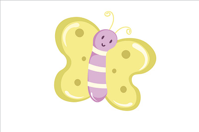 Cute Smiling Butterfly animal graphic design grass