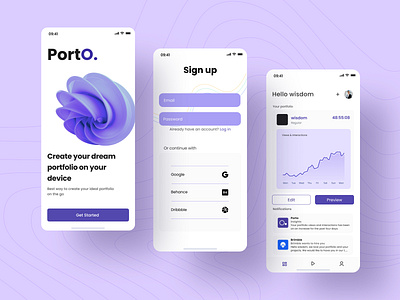 PortO. app branding design illustration logo mobile app ui uiux vector web design