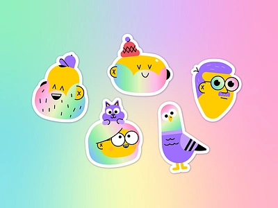 Plakwerk character characters holographic icon illustration patswerk pigeon roekoe sticker stickers vector