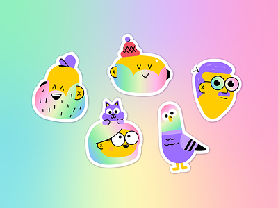 Plakwerk character characters holographic icon illustration patswerk pigeon roekoe sticker stickers vector