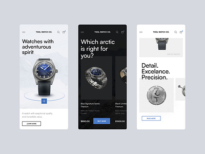 Mobile Landing page - Tool Watch Co. design landing page mobile mountain responsive ui watch web design website