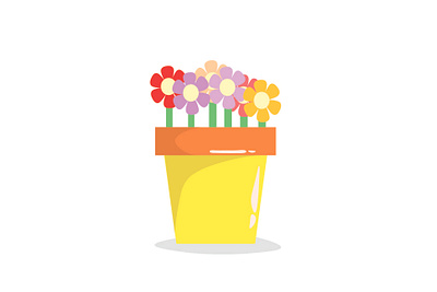 Colorful Flowers in A Pot graphic design grass