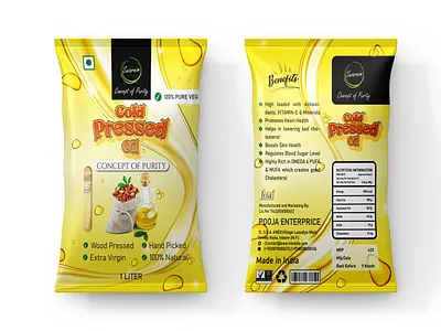 Cold Pressed Oil label design design food oil graphic design illustration label oil oil packaging oil packaging design packaging pouch
