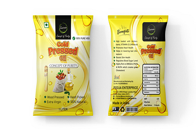 Cold Pressed Oil label design design food oil graphic design illustration label oil oil packaging oil packaging design packaging pouch