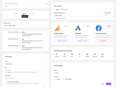 Dastia Design System Components Showcase audio call tracking component crm dashboard design design system dropdown google ads inputs integration lead management locution media upload navigation phone number input saas settings voicemail workflow