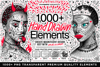 Hyper Hand Drawn – 1,000+ PNG Hand Crafted Elements branding design element elements free free download graphic design logo pack png