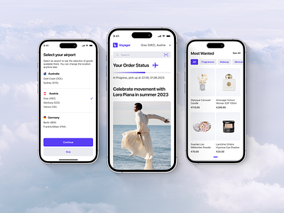 Duty-free app Home Page application banners categories duty free e commerce home page interface ios mobile app mobile design online shop promo promo code search shopping tabs ui ux