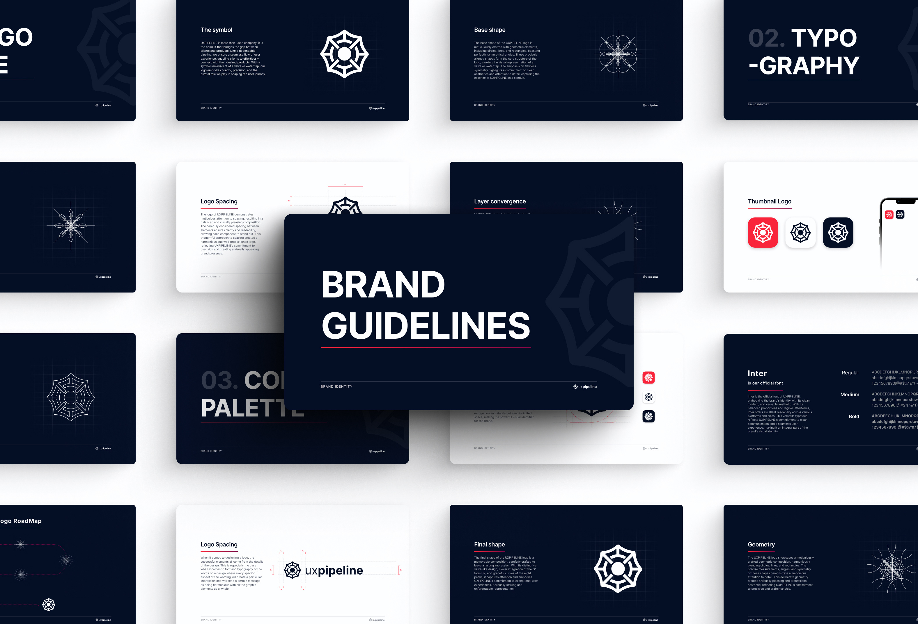 Brand Guidelines - UXPIPELINE adobe illustrator brand guidelines brand identity branding color palette figma graphic design logo logo icon logo roadmap spacing stickers thumbnail logo typography vector