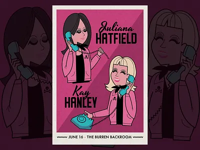 Gig poster design for Juliana Hatfield/Kay Hanley character illustration characters design gig poster graphic design illustration poster design retro typography vector