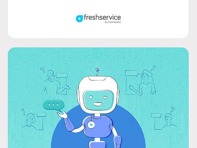 Freshservice - Linkedin carousel ad chat bots conceptual illustration freshservice by freshworks freshworks graphic design illustration linkedin carousel ad prasanna venkatesh venkatesh prasanna virtual agents