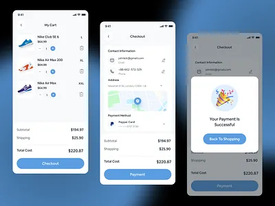 E-commerce App - Checkout app checkout e commerce market mobile nike payment shop shopping ui ux
