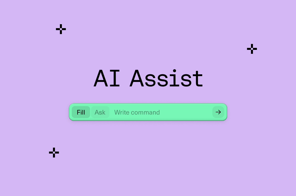 Introducing AI Assist ai animation branding card copilot design equals logo spreadsheet ui ux widget
