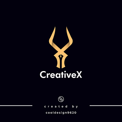 CreativeX brand identity creativex deer horn icon combination letter x logo designer pen nib
