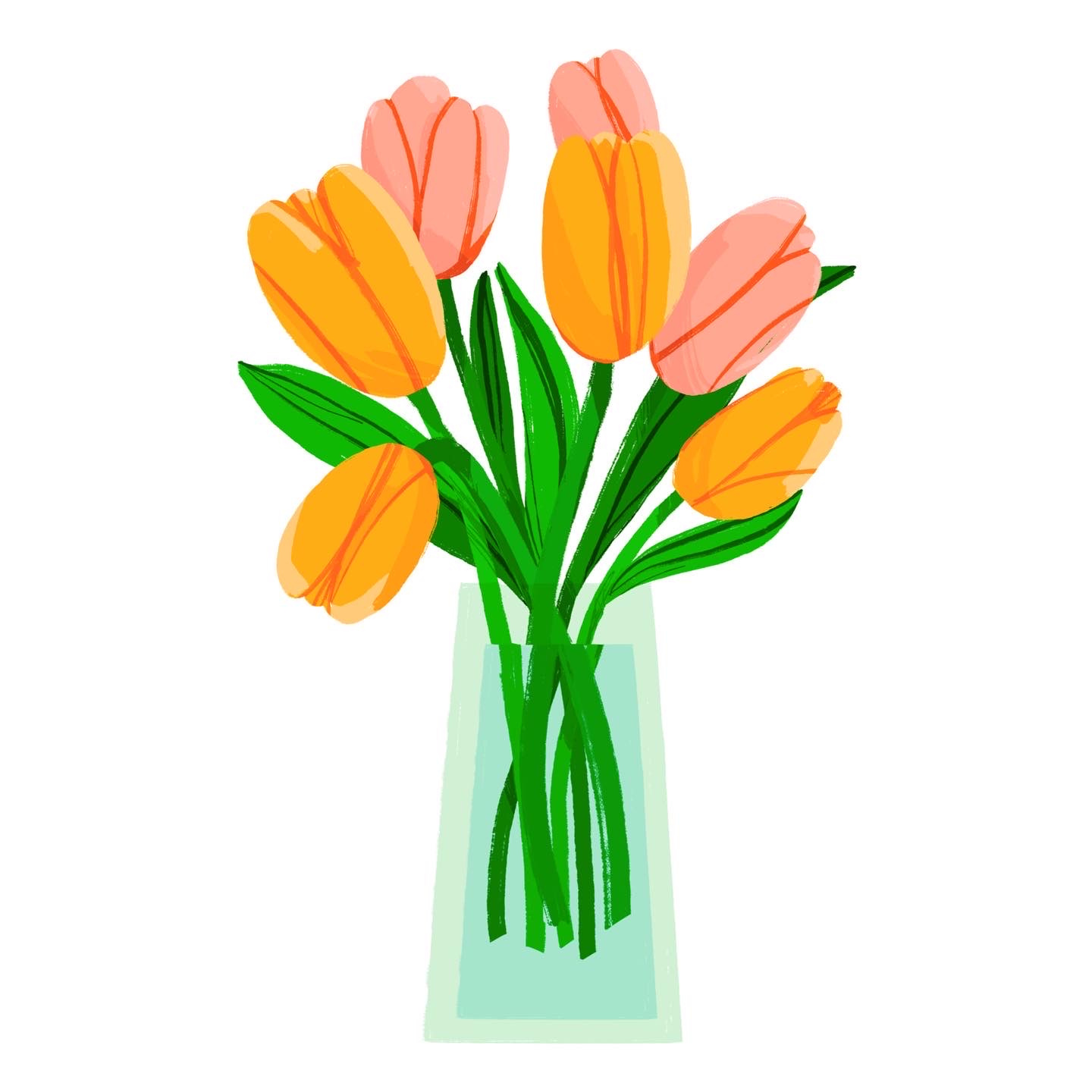 Tulip bunch botanical illustration colour floral flower bunch freelance designer freelance illustrator hand drawn illustration lofi illustration pretty illustration tulip