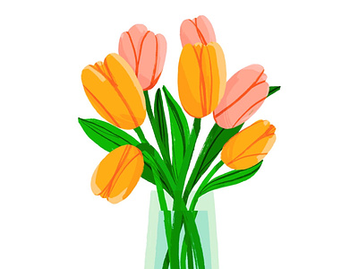 Tulip bunch botanical illustration colour floral flower bunch freelance designer freelance illustrator hand drawn illustration lofi illustration pretty illustration tulip