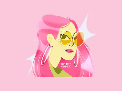 SUMMER art illustration design artists colors creative girl gradien graphic illustration pink summer ui woman