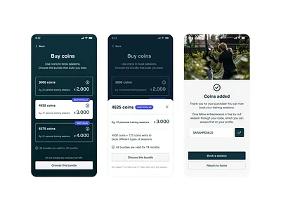 PEAK Coaching — Pricing & Payment app coaching coins design fitness payment paywall personal trainer pricing ui