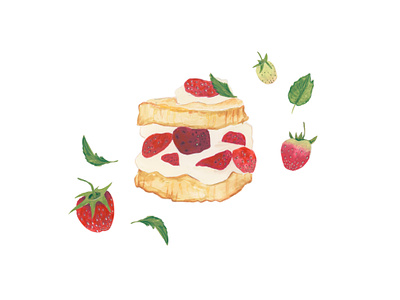 Strawberry shortcake illustration dessert art dessert drawing dessert graphic dessert illustration food drawing food illustration food illustrations strawberry graphic strawberry illustration strawberry shortcake summer dessert summer dessert drawing