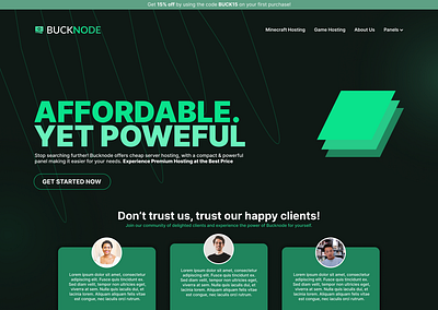 Bucknode Hosting Website Landing Page design hosting landing page logo website