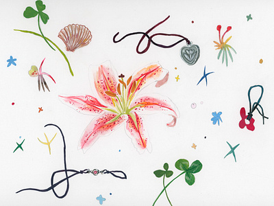 Lily pattern clover graphic clover illustration floral drawing floral illustration floral pattern illustrated floral pattern jewelry drawing jewelry illustration lilly drawing lilly illustration locket illustration nature drawing nature graphic nature illustration nature illustrations nature pattern