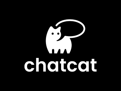chat cat animal bubble cat chat logo negative space pet speach