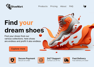 Shoe Ecommerce Website Landing Page branding design ecommerce graphic design illustration landing page logo shoe ui ux vector website website design